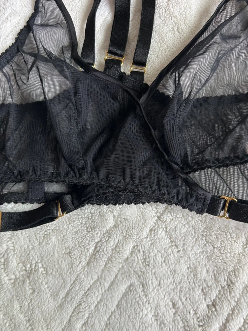 Bordelle. ART DECO MESH WRAP BRA BLACK in Small - Picture 5 of 9